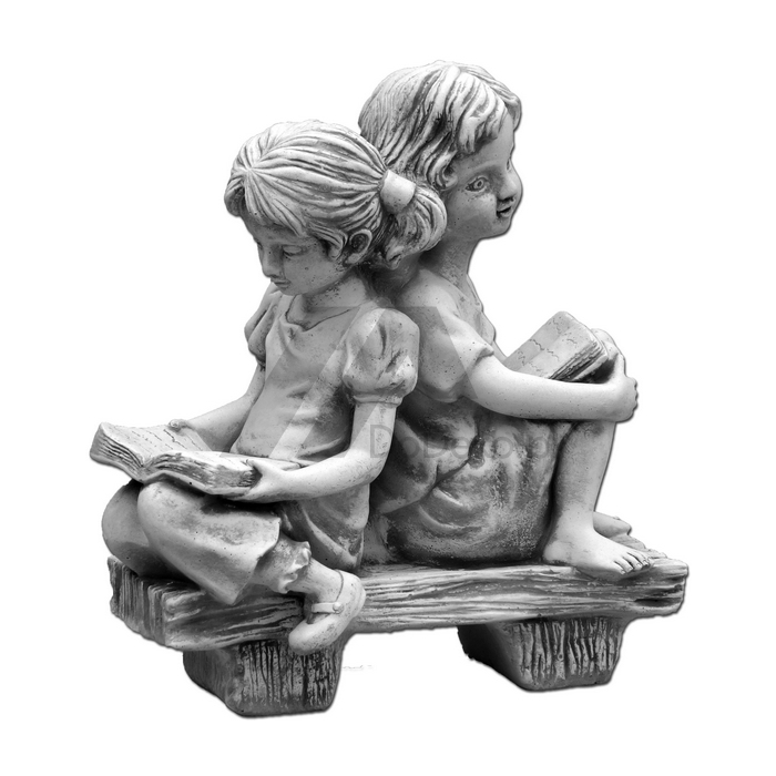Figury dekoracyjne - dziewczynka i chłopiec na ławeczce
