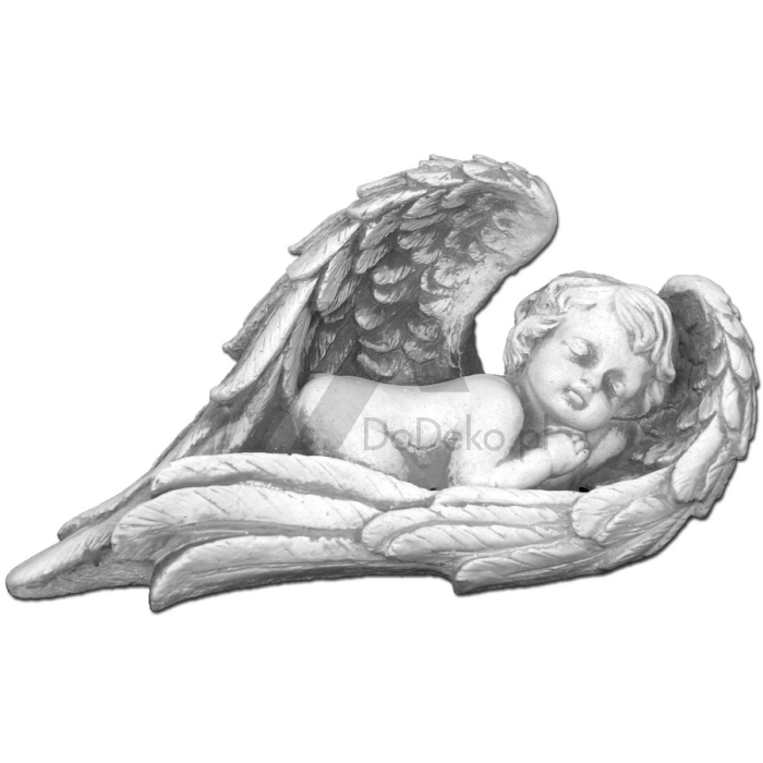 Betonowy śpiący aniołek ze skrzydełkami