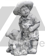 Betonowa donica ogrodowa - chłopiec w kapeluszu