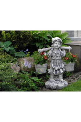 Dziewczynka z wiaderkami - donice ogrodowe z figurką ogrodową